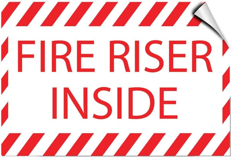 Fire Riser Inside Hazard Fire Label Decal Sticker Sticks to Any Surface